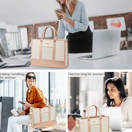 LOVEVOOK Laptoptas Dames, Waterdichte Werktas Handtas Grote Schooltas Shopper Zakelijke Tas Aktetas Lerarentas, Leren Tote Bag Notebooktas voor Kantoor Universiteit