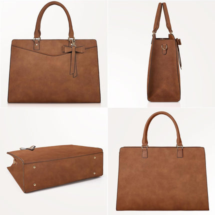 Dakuly Laptoptassen voor vrouwen, 15,6 inch, dameshandtassen, draagtas, grote werktassen, PU-lederen ontwerper-schoudertas voor zakelijk gebruik, kantoor, winkelen of universiteit