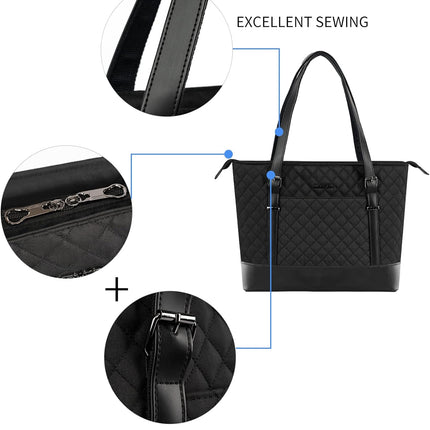 KROSER Laptoptas 15,6" Grote Schoudertas Waterafstotend Lichtgewicht Nylon Computerdraagtas Dames Stijlvolle handtas voor Werk/Bedrijf/School/Universiteit/Teizen