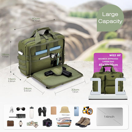 SPAHER Aktetas Heren Werktas Heren Laptoptas 14/15.6/17.3 Inch Zakelijk Tactische Tas Militaire Tas Schoudertas Messenger Bag Heren Cadeau voor Dames Heren