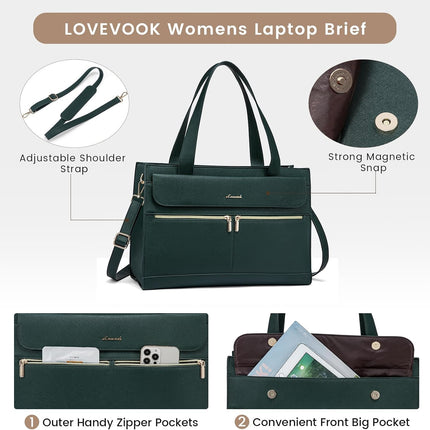 LOVEVOOK Laptoptassen voor vrouwen dames werktassen grote draagtas met laptopvak designer handtas stijlvolle PU-lederen aktetas voor school schoudertas voor kantoor en bedrijf