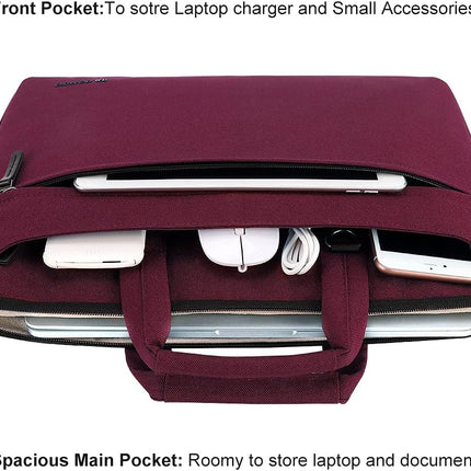 Sierra 14 inch waterdichte laptoptas, aktetas, schoudertas, notebooktas voor 14" Lenovo IdeaPad Yoga 710 ThinkPad A475/Acer Aspire 1 Swift 3/HP Stream 14 Pavilion 14/Asus/Dell, fuchsia-rood