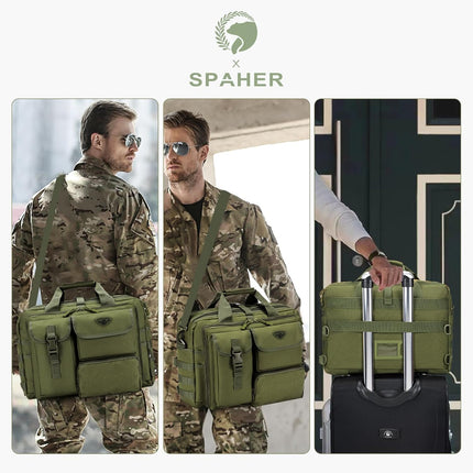 SPAHER Aktetas Heren Werktas Heren Laptoptas 14/15.6/17.3 Inch Zakelijk Tactische Tas Militaire Tas Schoudertas Messenger Bag Heren Cadeau voor Dames Heren