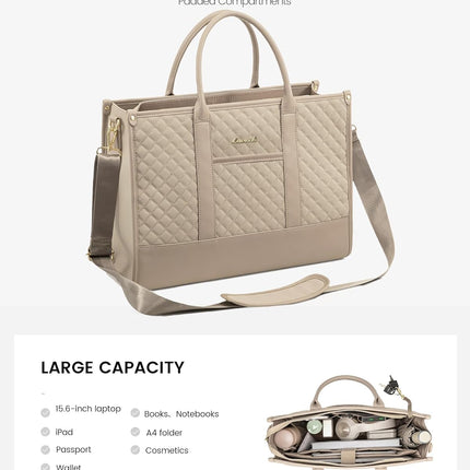 LOVEVOOK Laptoptas Dames, Waterdichte Werktas Handtas Grote Schooltas Shopper Zakelijke Tas Aktetas Lerarentas, Leren Tote Bag Notebooktas voor Kantoor Universiteit