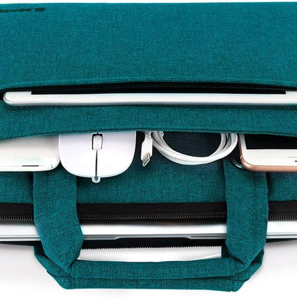 Sierra 14 inch waterdichte laptoptas, aktetas, schoudertas, notebooktas voor 14" Lenovo IdeaPad Yoga 710 ThinkPad A475/Acer Aspire 1 Swift 3/HP Stream 14 Pavilion 14/Asus/Dell, groen-blauw