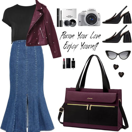 LOVEVOOK Laptoptassen voor vrouwen dames werktassen grote draagtas met laptopvak designer handtas stijlvolle PU-lederen aktetas voor school schoudertas voor kantoor en bedrijf