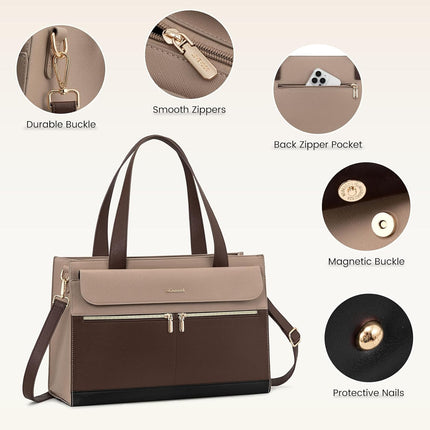 LOVEVOOK Laptoptassen voor vrouwen dames werktassen grote draagtas met laptopvak designer handtas stijlvolle PU-lederen aktetas voor school schoudertas voor kantoor en bedrijf