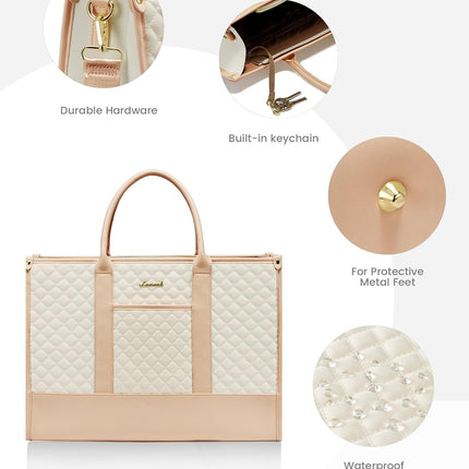 LOVEVOOK Laptoptas Dames, Waterdichte Werktas Handtas Grote Schooltas Shopper Zakelijke Tas Aktetas Lerarentas, Leren Tote Bag Notebooktas voor Kantoor Universiteit