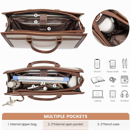 LOVEVOOK Laptoptas 15,6 inch zwarte handtas dames grote shopper tas lederen tote bag werktas schoudertas aktetas uni tas lerarentas schoudertas schoudertas voor business school