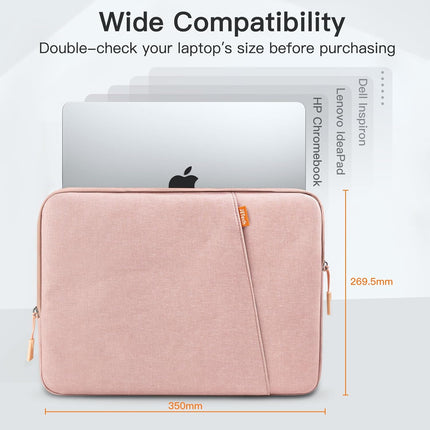 Sierra Laptop Mouw Case voor 14-Inch MacBook MacBook Air/Pro, MacBook Pro M4 / M3 / M2 / M1 2021-2024, Waterdichte Tas Hoes met Zak, Compatibel met 14 Inch Notitieboekje (Rosé Goud)
