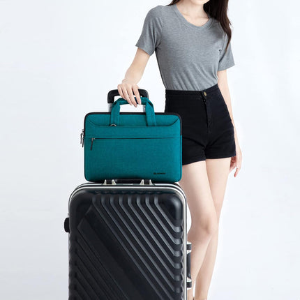 Sierra 15-15,6 inch waterdichte laptoptas, aktetas, schoudertas, notebooktas voor 15,6" Lenovo IdeaPad S510/Lenovo ThinkPad E575/HP Pavilion 15 Envy 15/Dell XPS 15 Inspiron/Asus, groen-blauw