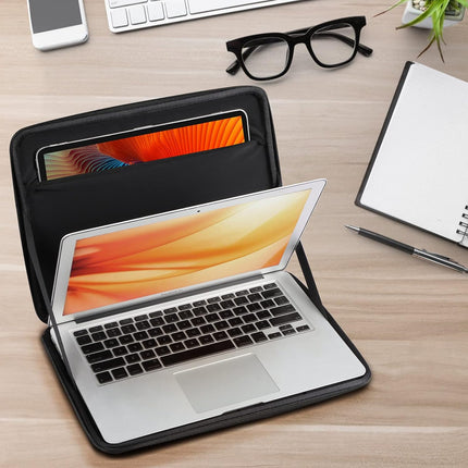 Sierra Harde laptop-cover, laptophoes voor 13,3 inch MacBook Air/Pro, 14 inch MacBook Pro M1 2021, Surface Pro X/7/6/5/4/3, schokbestendige draagtas met tabletzak voor 9,7-12,9 inch iPad Pro/Air