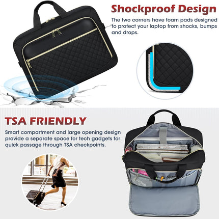 NEWHEY Tas voor 17,3 inch laptop, dames-werktas, waterdicht, grote tas, schoudertas, aktetas, voor kantoor, universiteit, school