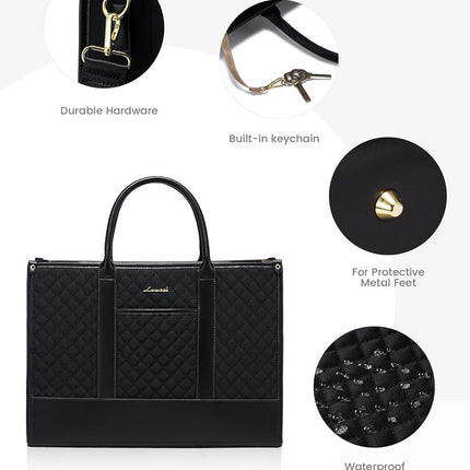 LOVEVOOK Laptoptas Dames, Waterdichte Werktas Handtas Grote Schooltas Shopper Zakelijke Tas Aktetas Lerarentas, Leren Tote Bag Notebooktas voor Kantoor Universiteit