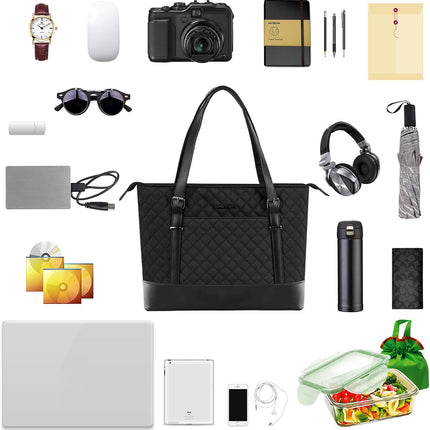 KROSER Laptoptas 15,6" Grote Schoudertas Waterafstotend Lichtgewicht Nylon Computerdraagtas Dames Stijlvolle handtas voor Werk/Bedrijf/School/Universiteit/Teizen