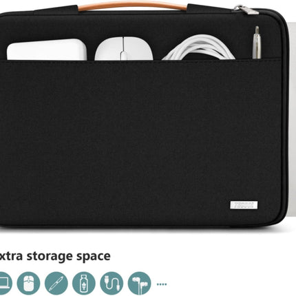 Sierra Laptop Hoes Sleeve Draagtas voor 15,6 Inch HP Lenovo Acer Dell Samsung notebook, MacBook Pro 16 Inch Cover met Intrekbare Handgreep, Zwart