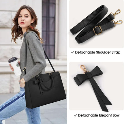 Dakuly Laptoptassen voor vrouwen, 15,6 inch, dameshandtassen, draagtas, grote werktassen, PU-lederen ontwerper-schoudertas voor zakelijk gebruik, kantoor, winkelen of universiteit