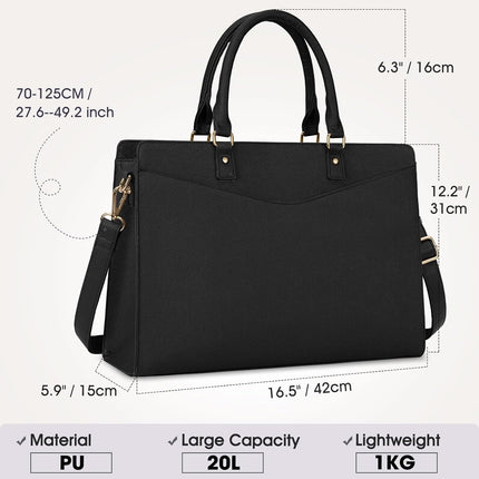 Dakuly Laptoptassen voor vrouwen, 15,6 inch, dameshandtassen, draagtas, grote werktassen, PU-lederen ontwerper-schoudertas voor zakelijk gebruik, kantoor, winkelen of universiteit