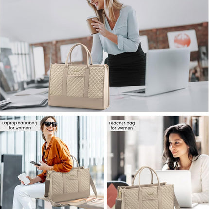 LOVEVOOK Laptoptas Dames, Waterdichte Werktas Handtas Grote Schooltas Shopper Zakelijke Tas Aktetas Lerarentas, Leren Tote Bag Notebooktas voor Kantoor Universiteit