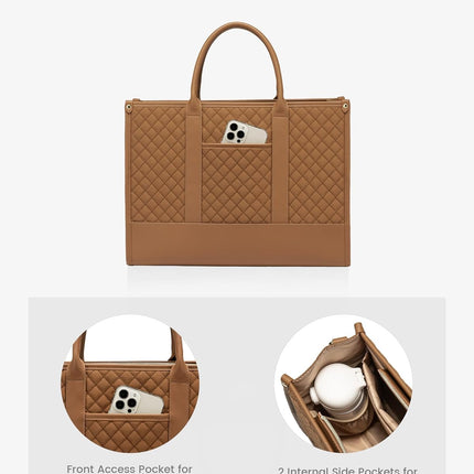 LOVEVOOK Laptoptas Dames, Waterdichte Werktas Handtas Grote Schooltas Shopper Zakelijke Tas Aktetas Lerarentas, Leren Tote Bag Notebooktas voor Kantoor Universiteit