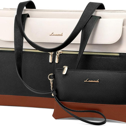 LOVEVOOK Laptoptassen voor vrouwen dames werktassen grote draagtas met laptopvak designer handtas stijlvolle PU-lederen aktetas voor school schoudertas voor kantoor en bedrijf