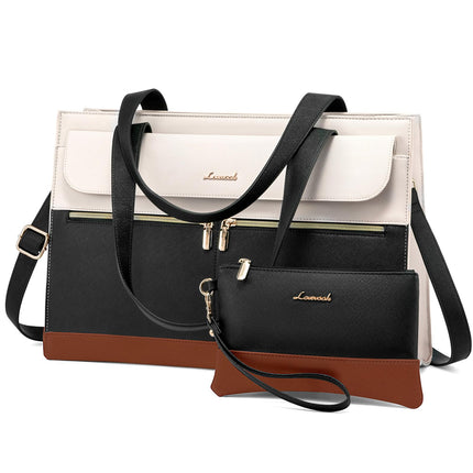 LOVEVOOK Laptoptassen voor vrouwen dames werktassen grote draagtas met laptopvak designer handtas stijlvolle PU-lederen aktetas voor school schoudertas voor kantoor en bedrijf