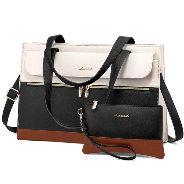 LOVEVOOK Laptoptassen voor vrouwen dames werktassen grote draagtas met laptopvak designer handtas stijlvolle PU-lederen aktetas voor school schoudertas voor kantoor en bedrijf