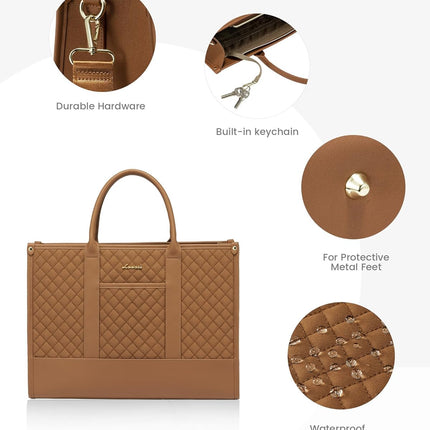 LOVEVOOK Laptoptas Dames, Waterdichte Werktas Handtas Grote Schooltas Shopper Zakelijke Tas Aktetas Lerarentas, Leren Tote Bag Notebooktas voor Kantoor Universiteit