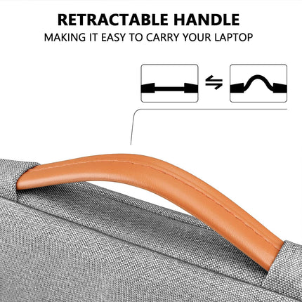 Sierra Laptop Hoes Sleeve Draagtas voor 15,6 Inch HP Lenovo Acer Dell Samsung notebook, MacBook Pro 16 Inch Cover met Intrekbare Handgreep, Grijs