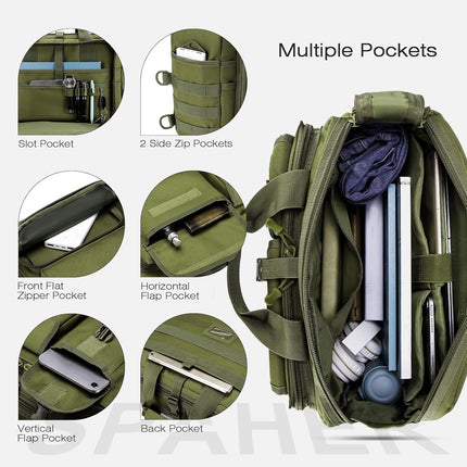 SPAHER Aktetas Heren Werktas Heren Laptoptas 14/15.6/17.3 Inch Zakelijk Tactische Tas Militaire Tas Schoudertas Messenger Bag Heren Cadeau voor Dames Heren