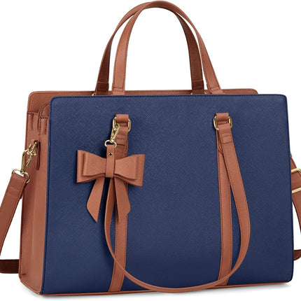 Dameshandtas voor de universiteit, PU-lederen draagtas, grote werktas, tas voor laptop van 15,6 inch, schoudertas, zwart