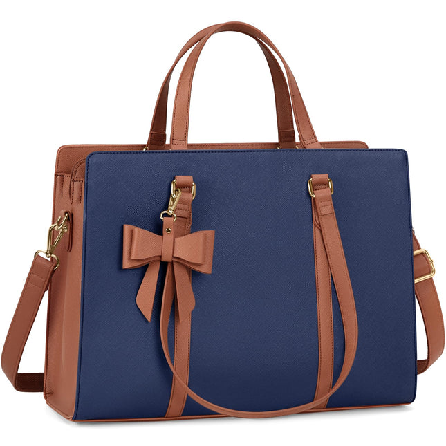 Dameshandtas voor de universiteit, PU-lederen draagtas, grote werktas, tas voor laptop van 15,6 inch, schoudertas, zwart