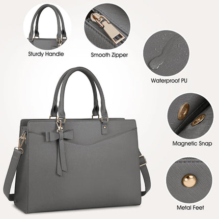 Dakuly Laptoptassen voor vrouwen, 15,6 inch, dameshandtassen, draagtas, grote werktassen, PU-lederen ontwerper-schoudertas voor zakelijk gebruik, kantoor, winkelen of universiteit