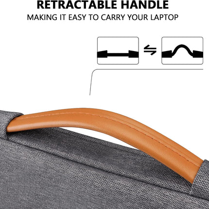 Sierra Laptop Hoes Sleeve Draagtas voor 15,6 Inch HP Lenovo Acer Dell Samsung notebook, MacBook Pro 16 Inch Cover met Intrekbare Handgreep, Donker grijs