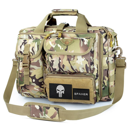 SPAHER Aktetas Heren Werktas Heren Laptoptas 14/15.6/17.3 Inch Zakelijk Tactische Tas Militaire Tas Schoudertas Messenger Bag Heren Cadeau voor Dames Heren