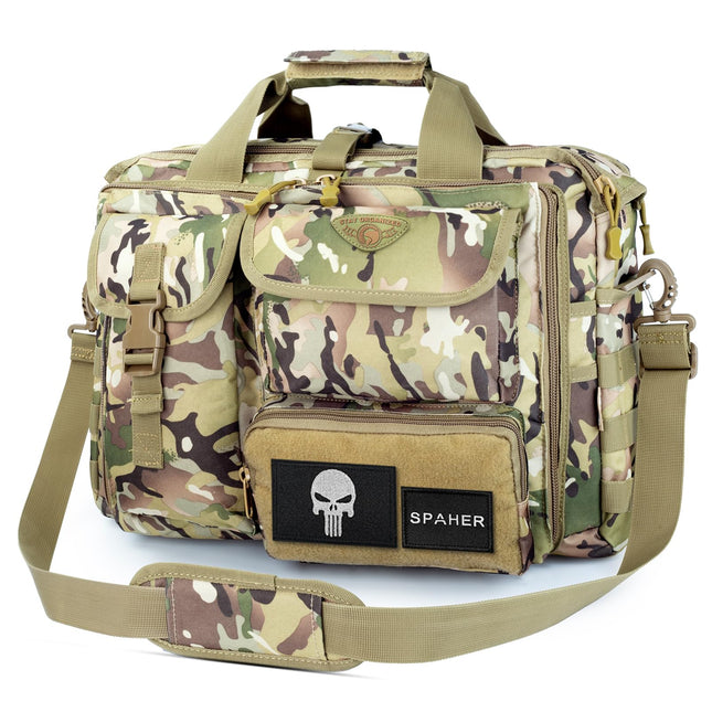 SPAHER Aktetas Heren Werktas Heren Laptoptas 14/15.6/17.3 Inch Zakelijk Tactische Tas Militaire Tas Schoudertas Messenger Bag Heren Cadeau voor Dames Heren
