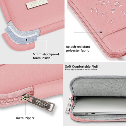 Sierra Laptop Hoes Sleeve Draagtas voor 15,6 Inch HP Lenovo Acer Dell Samsung notebook, MacBook Pro 16 Inch Cover met Intrekbare Handgreep, Roze