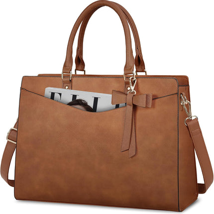 Dakuly Laptoptassen voor vrouwen, 15,6 inch, dameshandtassen, draagtas, grote werktassen, PU-lederen ontwerper-schoudertas voor zakelijk gebruik, kantoor, winkelen of universiteit