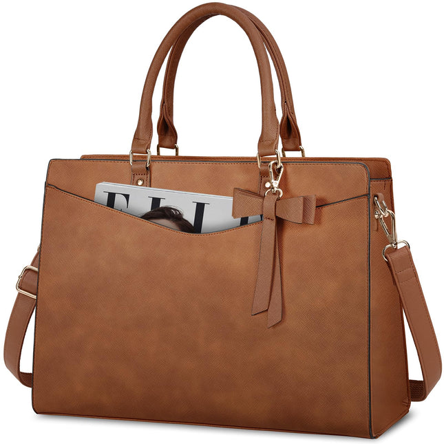 Dakuly Laptoptassen voor vrouwen, 15,6 inch, dameshandtassen, draagtas, grote werktassen, PU-lederen ontwerper-schoudertas voor zakelijk gebruik, kantoor, winkelen of universiteit