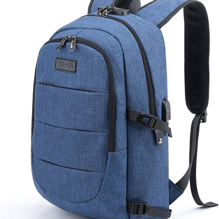 Tzowla Laptop Rugzak voor Heren,Waterdichte Antidiefstalrugzak voor School,Universiteit met USB-Oplaadpoort en Slot,17/17,3 inch Laptoptas voor Dames Jongens Meisje Vrijetijds Werk,Reisrugzak-Blauwe