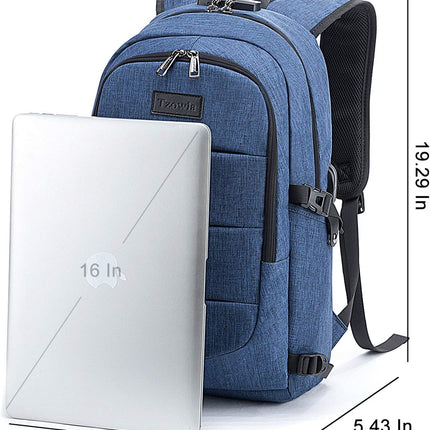 Tzowla Laptop Rugzak voor Heren,Waterdichte Antidiefstalrugzak voor School,Universiteit met USB-Oplaadpoort en Slot,14/15,6 inch Laptoptas voor Dames Jongens Meisje Werk,Reisrugzak-BlauweCamo