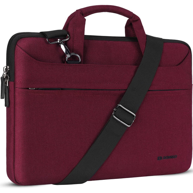 Sierra 14 inch waterdichte laptoptas, aktetas, schoudertas, notebooktas voor 14" Lenovo IdeaPad Yoga 710 ThinkPad A475/Acer Aspire 1 Swift 3/HP Stream 14 Pavilion 14/Asus/Dell, fuchsia-rood