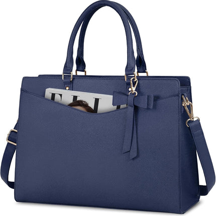 Dakuly Laptoptassen voor vrouwen, 15,6 inch, dameshandtassen, draagtas, grote werktassen, PU-lederen ontwerper-schoudertas voor zakelijk gebruik, kantoor, winkelen of universiteit