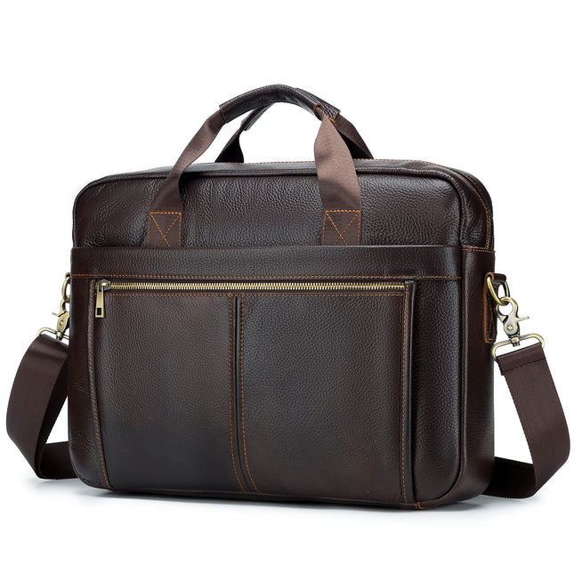 BAGZY Aktetas Leer 15,6 inch Laptoptas Heren Zakelijke Schoudertas Groot Vintage Business Tassen Aktetas A4 Documenten Messenger Bag Echt Leer Cadeaus voor Mannen voor Zakenreis/Kantoor/College