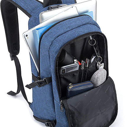 Tzowla Laptop Rugzak voor Heren,Waterdichte Antidiefstalrugzak voor School,Universiteit met USB-Oplaadpoort en Slot,14/15,6 inch Laptoptas voor Dames Jongens Meisje Werk,Reisrugzak-BlauweCamo