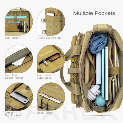 SPAHER Aktetas Heren Werktas Heren Laptoptas 14/15.6/17.3 Inch Zakelijk Tactische Tas Militaire Tas Schoudertas Messenger Bag Heren Cadeau voor Dames Heren