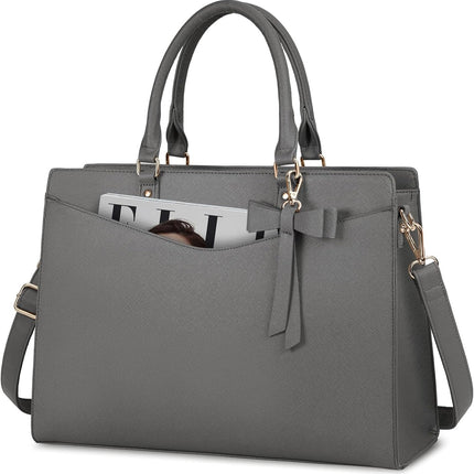 Dakuly Laptoptassen voor vrouwen, 15,6 inch, dameshandtassen, draagtas, grote werktassen, PU-lederen ontwerper-schoudertas voor zakelijk gebruik, kantoor, winkelen of universiteit