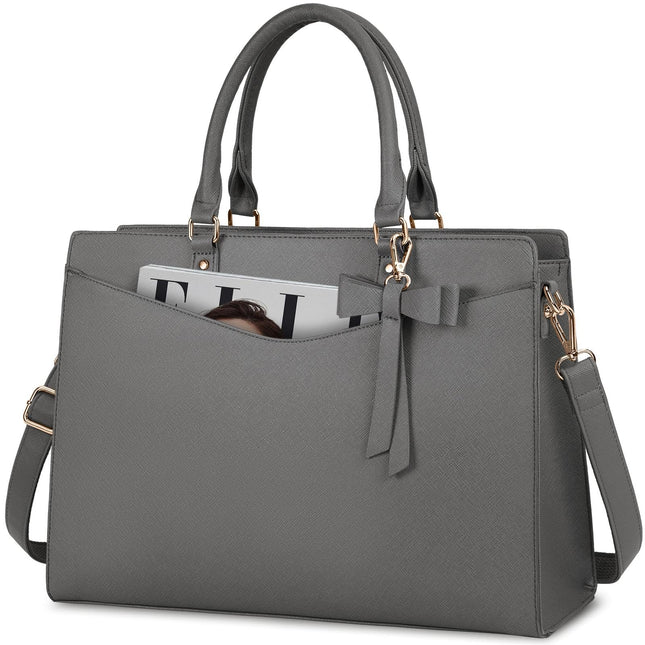 Dakuly Laptoptassen voor vrouwen, 15,6 inch, dameshandtassen, draagtas, grote werktassen, PU-lederen ontwerper-schoudertas voor zakelijk gebruik, kantoor, winkelen of universiteit