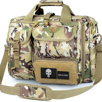 SPAHER Aktetas Heren Werktas Heren Laptoptas 14/15.6/17.3 Inch Zakelijk Tactische Tas Militaire Tas Schoudertas Messenger Bag Heren Cadeau voor Dames Heren