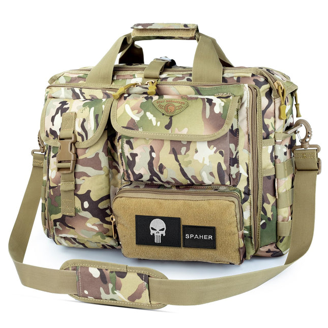 SPAHER Aktetas Heren Werktas Heren Laptoptas 14/15.6/17.3 Inch Zakelijk Tactische Tas Militaire Tas Schoudertas Messenger Bag Heren Cadeau voor Dames Heren